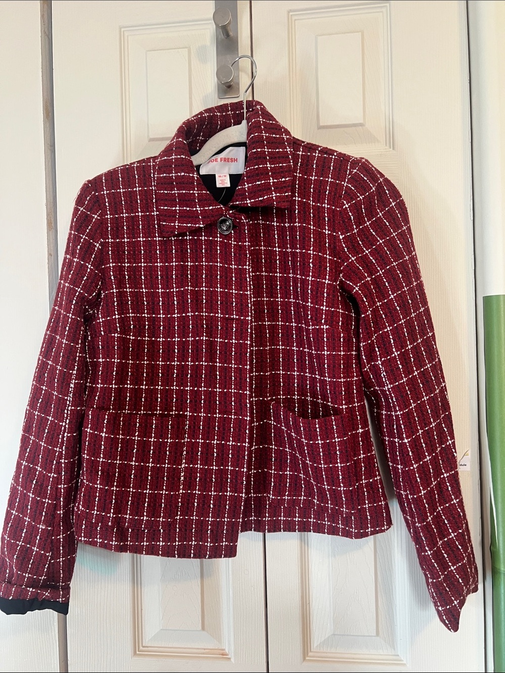 Joe Fresh Burgundy Plaid Tweed Jacket